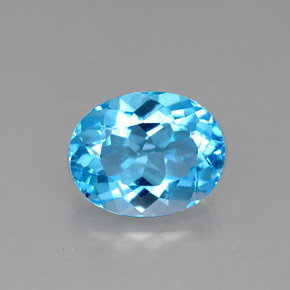 Topazio naturale blu da 3,23 ct, taglio ovale, VVS-VS