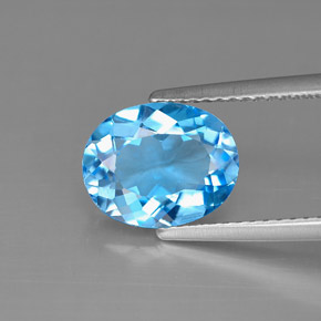 Topazio naturale blu da 2,93 ct, taglio ovale, VS