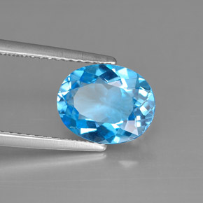 Topazio naturale blu da 2,93 ct, taglio ovale, VS