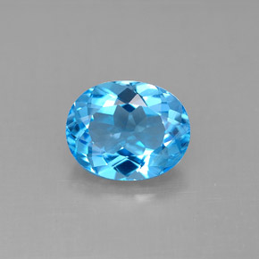 Topazio naturale blu da 3,28 ct, taglio ovale, VS