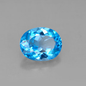 Topazio naturale blu da 3,35 ct, taglio ovale, VVS-VS