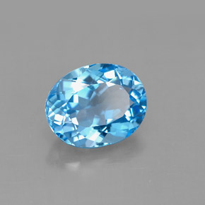 Topazio naturale blu da 3,40 ct, taglio ovale, VS