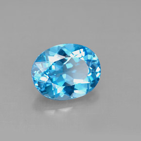 Topazio naturale blu da 3,29 ct, taglio ovale, VS