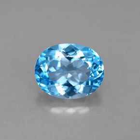 Topazio naturale blu da 3,66 ct, taglio ovale, VS