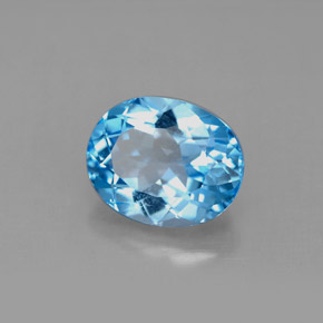 Topazio naturale blu da 3,66 ct, taglio ovale, VS
