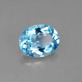 Topazio naturale blu da 3,29 ct, taglio ovale, VS