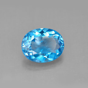 Topazio naturale blu da 3,46 ct, taglio ovale, VS