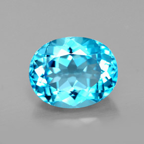 Topazio naturale blu da 3,46 ct, taglio ovale, VS