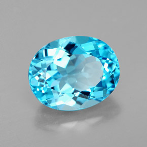 Topazio naturale blu da 3,46 ct, taglio ovale, VS