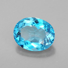 Topazio naturale blu da 3,42 ct, taglio ovale, VS