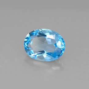 Topazio naturale blu da 2,37 ct, taglio ovale, VS