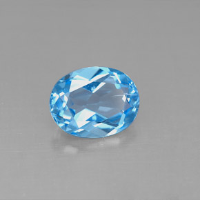 Topazio naturale blu da 2,18 ct, taglio ovale, VS