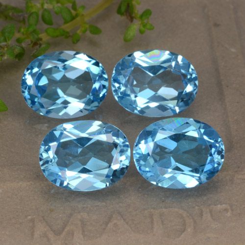 Topazio naturale blu da 9,12 ct, taglio ovale, VVS-VS