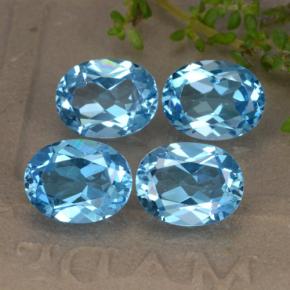 Topazio naturale blu da 9,12 ct, taglio ovale, VVS-VS