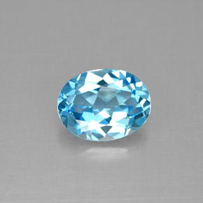 Topazio naturale blu da 1,89 ct, taglio ovale, VS