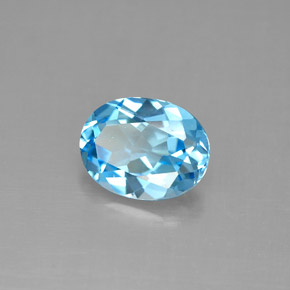 Topazio naturale blu da 1,89 ct, taglio ovale, VS