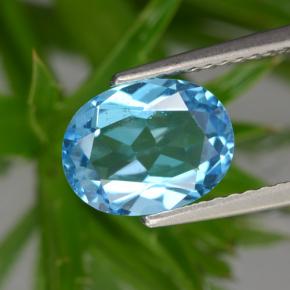 Topazio naturale blu da 2,39 ct, taglio ovale, VS
