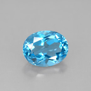 Topazio naturale blu da 2,40 ct, taglio ovale, VS