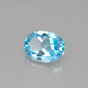 Topazio naturale blu da 2,12 ct, taglio ovale, VVS-VS