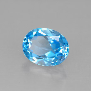 Topazio naturale blu da 2,34 ct, taglio ovale, VS