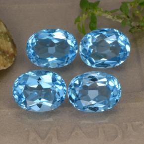 Topazio naturale blu da 10,68 ct, taglio ovale, VVS-VS