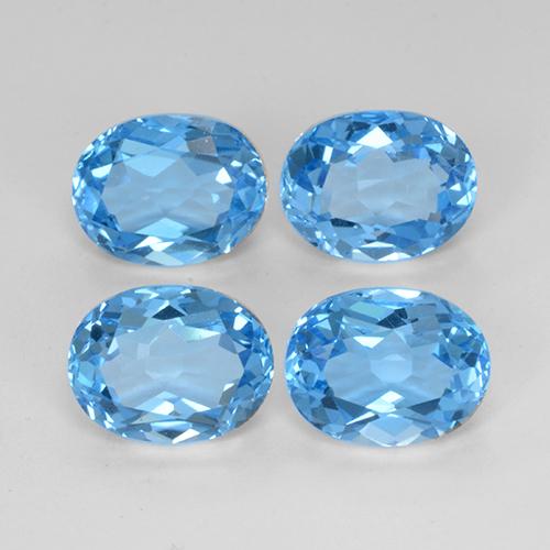 Topazio naturale blu da 10,89 ct, taglio ovale, VVS-VS