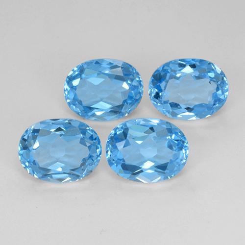 Topazio naturale blu da 10,89 ct, taglio ovale, VVS-VS