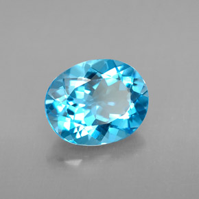 Topazio naturale blu da 3,01 ct, taglio ovale, VS
