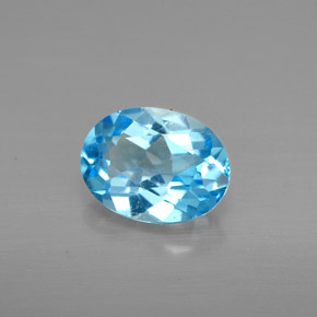 Topazio naturale blu da 1,40 ct, taglio ovale, VS
