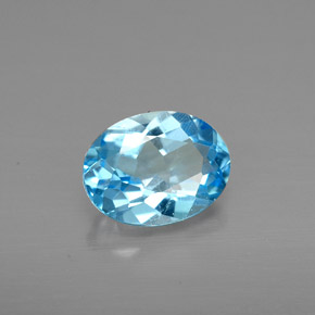 Topazio naturale blu da 1,40 ct, taglio ovale, VS