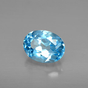 Topazio naturale blu da 1,72 ct, taglio ovale, VS