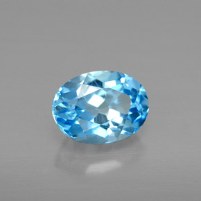 Topazio naturale blu da 1,72 ct, taglio ovale, VS