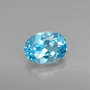 Topazio naturale blu da 1,72 ct, taglio ovale, VS