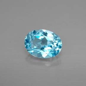 Topazio naturale blu da 1,50 ct, taglio ovale, VVS-VS