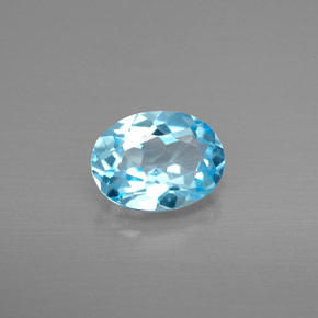 Topazio naturale blu da 1,39 ct, taglio ovale, VVS-VS