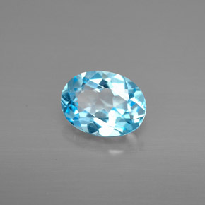 Topazio naturale blu da 1,39 ct, taglio ovale, VVS-VS