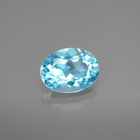 Topazio naturale blu da 1,54 ct, taglio ovale, VVS-VS