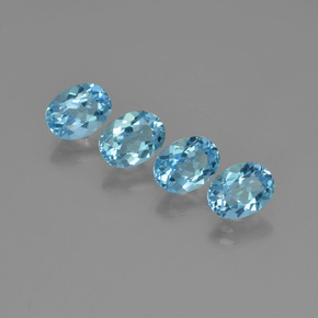 Topazio naturale blu da 6,41 ct, taglio ovale, VVS-VS