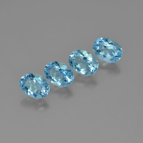 Topazio naturale blu da 6,41 ct, taglio ovale, VVS-VS