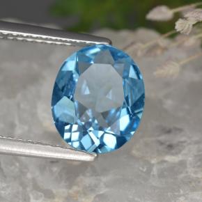 Topazio naturale blu da 2,35 ct, taglio ovale, VS
