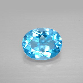 Topazio naturale blu da 3,18 ct, taglio ovale, VS