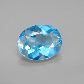 Topazio naturale blu da 2,56 ct, taglio ovale, VVS-VS