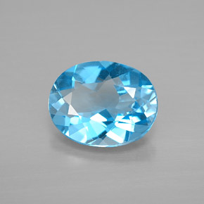 Topazio naturale blu da 2,56 ct, taglio ovale, VVS-VS