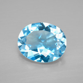 Topazio naturale blu da 3,36 ct, taglio ovale, VVS-VS