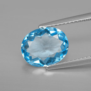 Topazio naturale blu da 2,87 ct, taglio ovale, VVS-VS