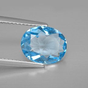Topazio naturale blu da 2,87 ct, taglio ovale, VVS-VS