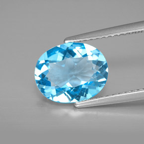Topazio naturale blu da 2,73 ct, taglio ovale, VVS-VS