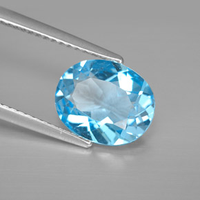 Topazio naturale blu da 2,73 ct, taglio ovale, VVS-VS