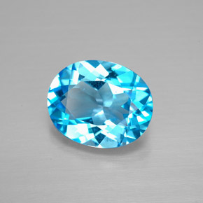 Topazio naturale blu da 3,09 ct, taglio ovale, VVS-VS