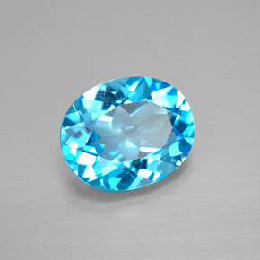 Topazio naturale blu da 3,09 ct, taglio ovale, VVS-VS